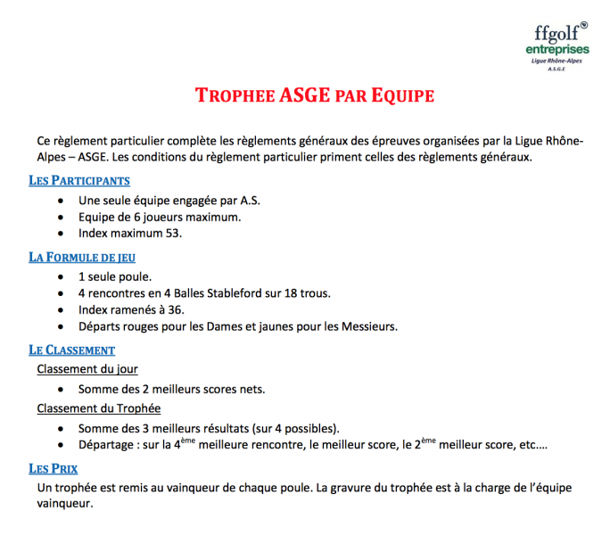 Trophee asge reglement