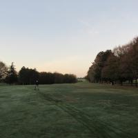 Bernard marche vers sa balle plein fairway ...